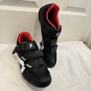 Peloton cycling shoes black and Red and Delta-compatible cleats SZ 41
